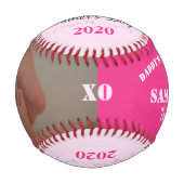 Vatertag Zwillinge Slugger Pink Foto Baseball (Rückseite)