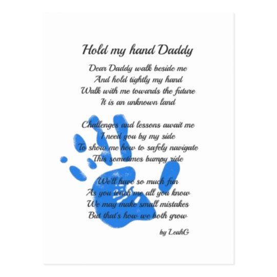 Vatertags Gedicht Halten Sie Mein Handhandprint Postkarte Zazzle De