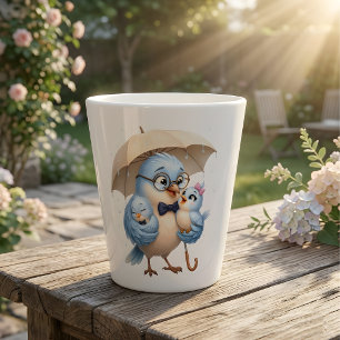 Vatertags-Latte-Tasse Blau Vater Vogel Familie Milchtasse