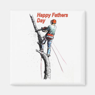 Vatertagskarte Arborist / Baumchirurgen Kettensäge Magnet