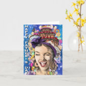 Vatertagskarte mit spielerischer Frau - Funny Karte (Gelbe Blume)