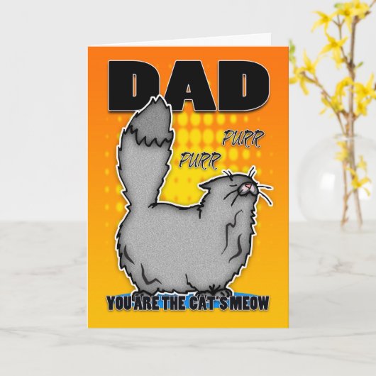 Vatertagskarte - Niedliche Katze Karte (Gelbe Blume)