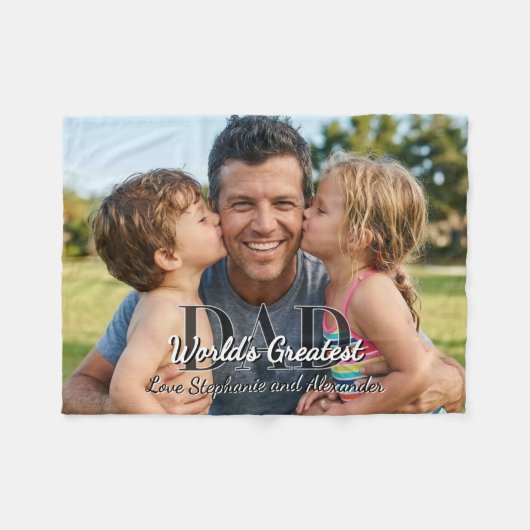 Vatertagsscript Weltbester Vater Foto Fleecedecke (Vorderseite (Horizontal))