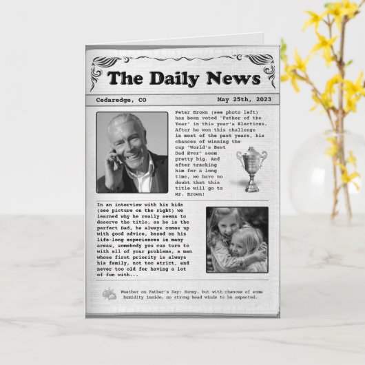 Vatertagszeitung (anpassbar) karte (Gelbe Blume)