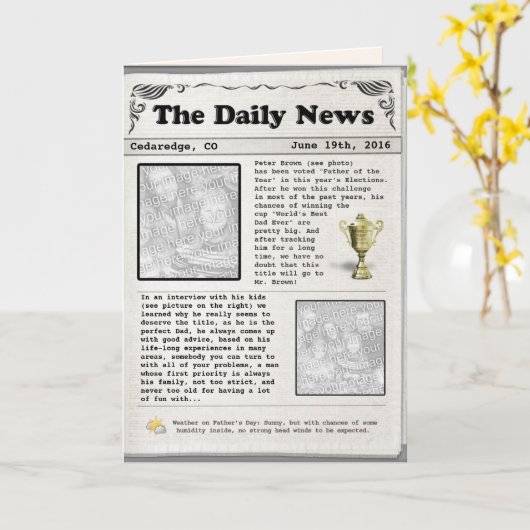 Vatertagszeitung (anpassbar) karte (Gelbe Blume)