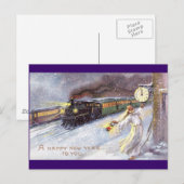 Vaterzeit und Ausbildung Vintages Neujahr Feiertagspostkarte (Vorne/Hinten)