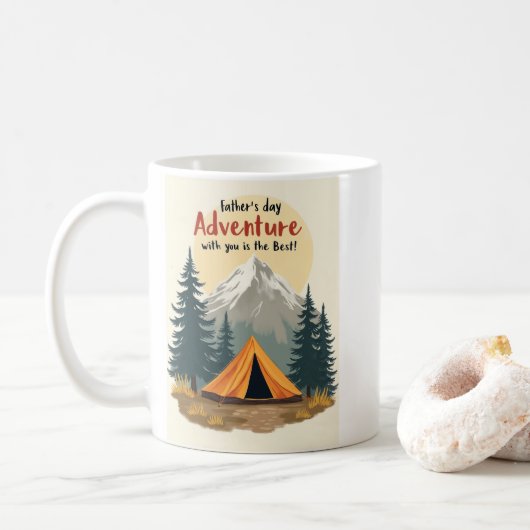 Vathers Day Adventure Camping Theme Kaffeetasse (Mit Donut)