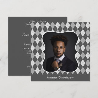 Vathers Day Custom Foto Grau Raute Dinner Party Einladung