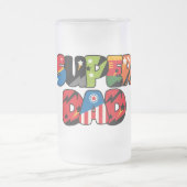 Vathers Day Gift Superdad Superhero Super Vater Mattglas Bierglas (Mittel)