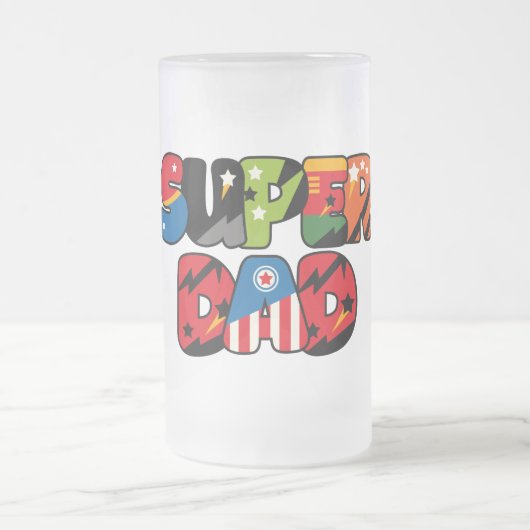 Vathers Day Gift Superdad Superhero Super Vater Mattglas Bierglas (Mittel)