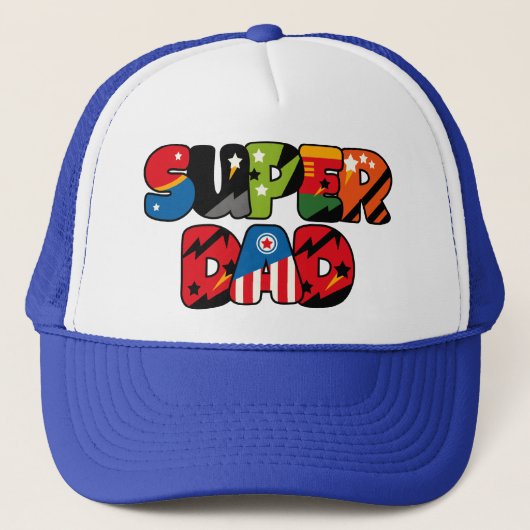 Vathers Day Gift Superdad Superhero Super Vater Truckerkappe (Vorderseite)