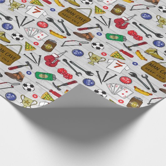 Vathers Day Man Shed Beer Den Geschenkpapier (Ecke)