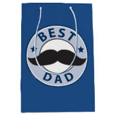 Vathers Day Mustache Bester Vater Mittlere Geschenktüte (Vorderseite)