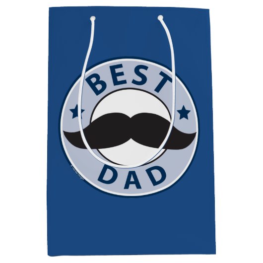 Vathers Day Mustache Bester Vater Mittlere Geschenktüte (Vorderseite)