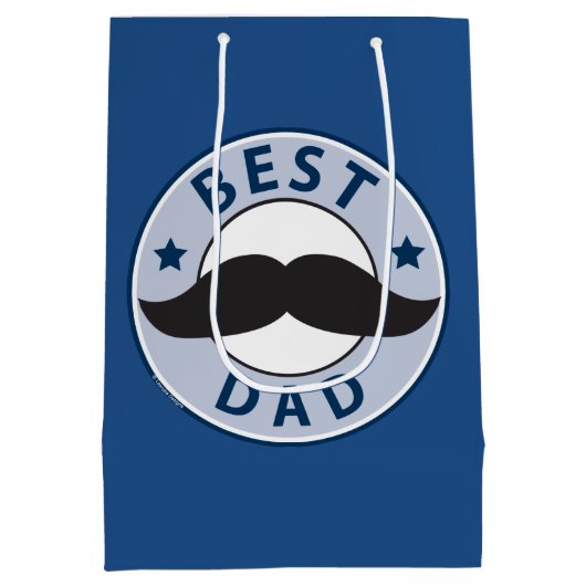Vathers Day Mustache Bester Vater Mittlere Geschenktüte (Rückseite)