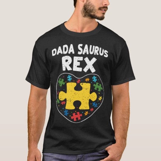 Vati Dada Saurus Rex Autismus-Bewusstsein T-Shirt (Vorderseite)