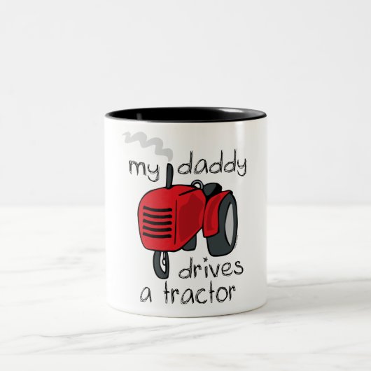 Vati fährt einen Traktor Zweifarbige Tasse (Mittel)