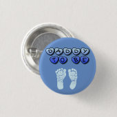 Vati, zum Baby-Abdruck-blauer Babyparty-Knopf zu Button (Vorne & Hinten)