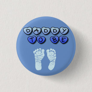 Vati, zum Baby-Abdruck-blauer Babyparty-Knopf zu Button