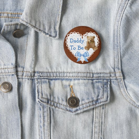 Vati, zum Brown u. blauer Spitzen- Babyparty-Knopf Button (Beispiel)
