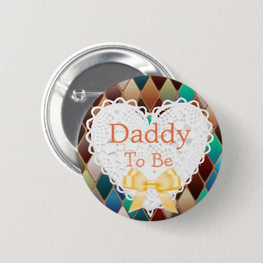 Vati, zum orange, blaues Brown-Babyparty-Knopf zu Button (Vorne & Hinten)