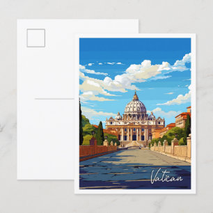Vatikan Italien Kunst Vintage Reise Illustration Postkarte