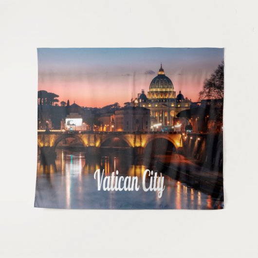 Vatikanstadt am Abend römisch-katholische Kirche Wandteppich (Vorderseite (Horizontal))