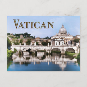Vatikanstadt aus Tiber-Fluss-Text gesehen VATICAN Postkarte