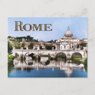 Vatikanstadt aus Tiber-Fluss- TextROM Postkarte