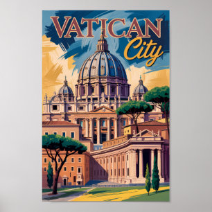 Vatikanstadt malerische Illustration Reise Kunst Poster