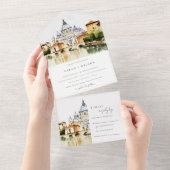 Vatikanstadt Rom Italien Wasserfarbenwelt Hochzeit All In One Einladung (Abreißen)