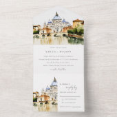 Vatikanstadt Rom Italien Wasserfarbenwelt Hochzeit All In One Einladung (Innen Boden)