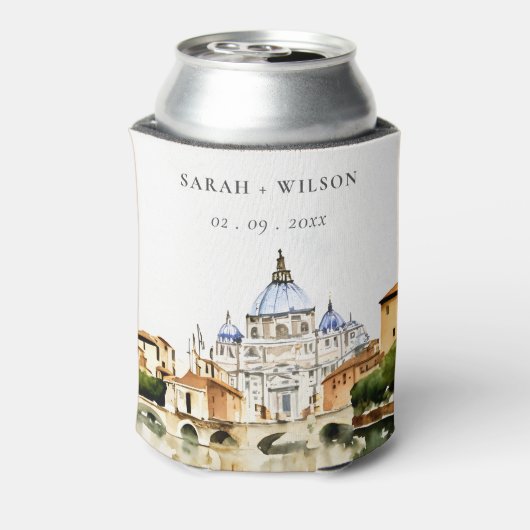 Vatikanstadt Rom Italien Wasserfarbenwelt Hochzeit Dosenkühler (Kanne Rückseite)