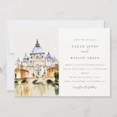 Vatikanstadt Rom Italien Wasserfarbenwelt Hochzeit Einladung (Vorderseite)