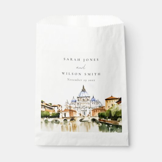 Vatikanstadt Rom Italien Wasserfarbenwelt Hochzeit Geschenktütchen (Vorderseite)