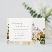 Vatikanstadt Rom Italien Wasserfarbenwelt Hochzeit RSVP Karte (Stehend Vorderseite)