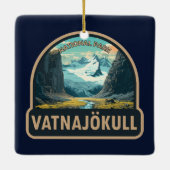 Vatnajokull Nationalpark Island Reisen Vintag Keramikornament (Rückseite)