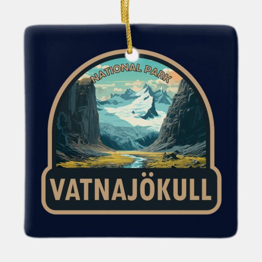 Vatnajokull Nationalpark Island Reisen Vintag Keramikornament (Vorderseite)