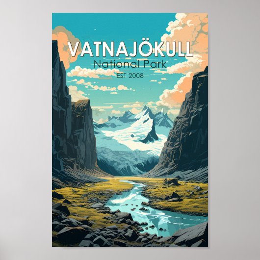 Vatnajokull Nationalpark Island Reisen Vintag Poster (Vorne)