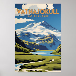 Vatnajokull Nationalpark Vintag Traveller Poster