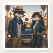 Vato Lobo "Valentines" Rechteckiger Pappuntersetzer (Vorderseite)