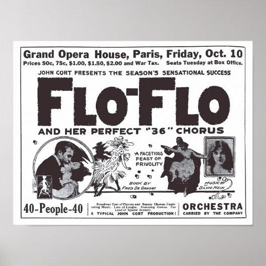 Vaudeville 1919 Vintage Zeitung und Plakat (Vorne)