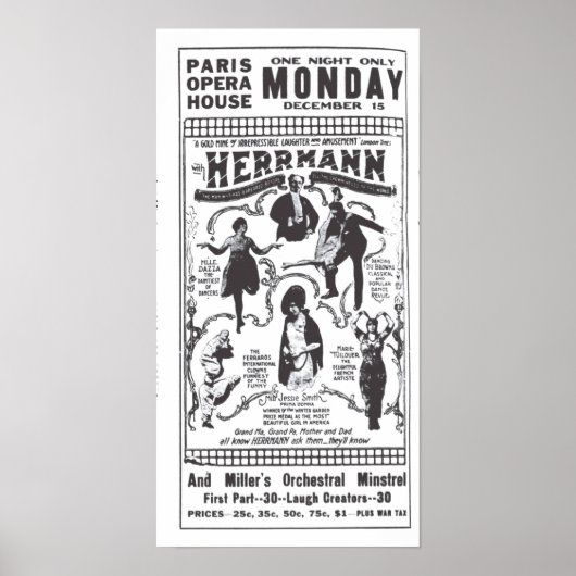 Vaudeville 1919 Vintage Zeitung und Plakat (Vorne)