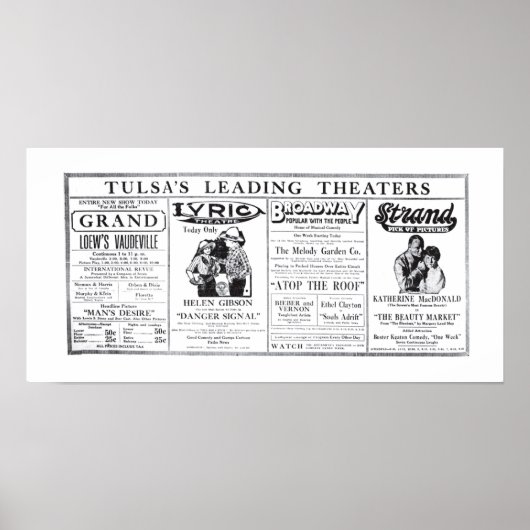 Vaudeville 1920 Vintages Lineup Zeitung und Plakat (Vorne)