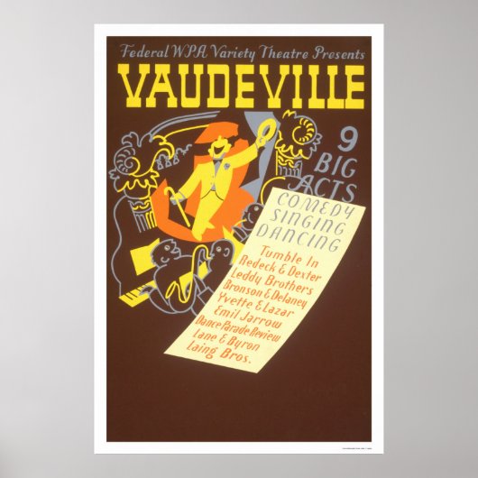 Vaudeville 9 Big Acts 1937 WPA Poster (Vorne)