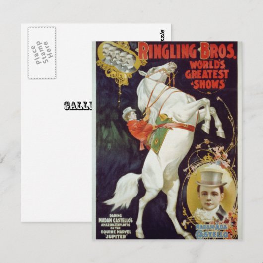 Vaudeville, Circus zeigt Postkarte (Vorne/Hinten)