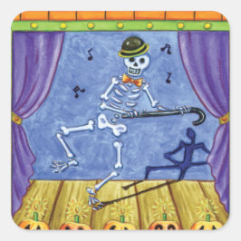 Vaudeville Skeleton Quadratischer Aufkleber