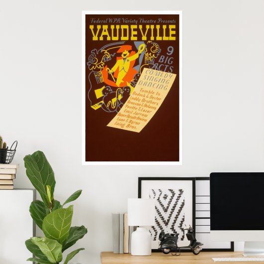 Vaudeville Vintage Poster - 9 große Acts (Heimbüro)