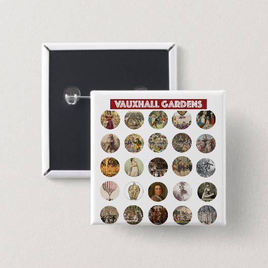 Vauxhall Gardens Square Knopf Button (Vorne & Hinten)