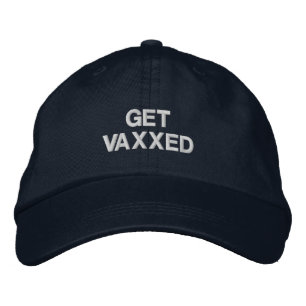 Vaxxed marineblaub-blauer benutzerdefinierter Text Bestickte Baseballkappe